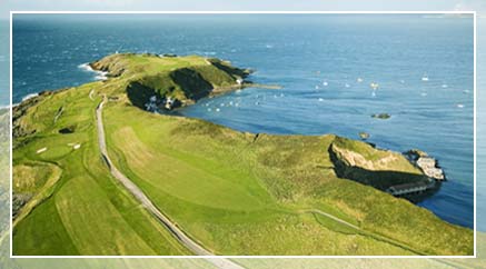 view across the 17th and 12th fairways to the headland